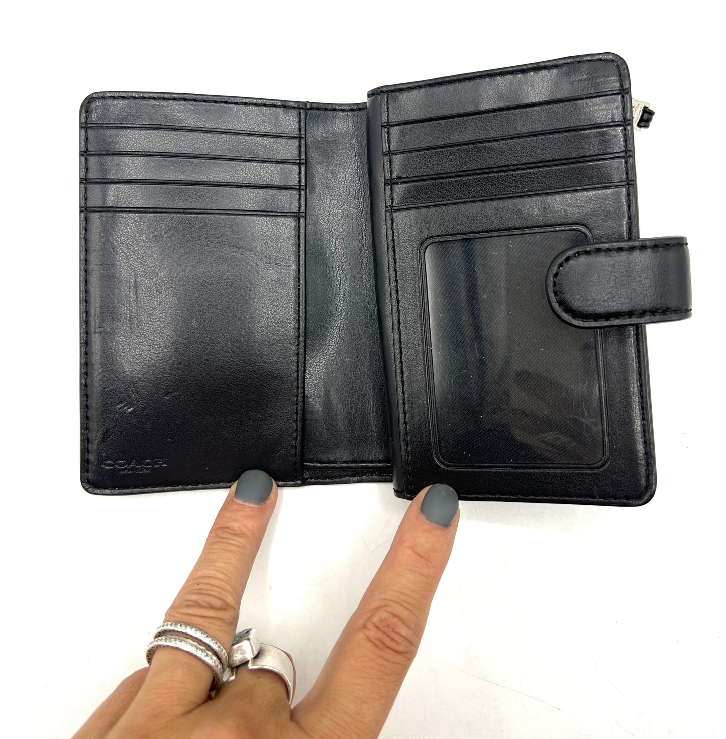 Coach F23553 Corner Zip Wallet – Black (Signature Canvas / Leather Trim)