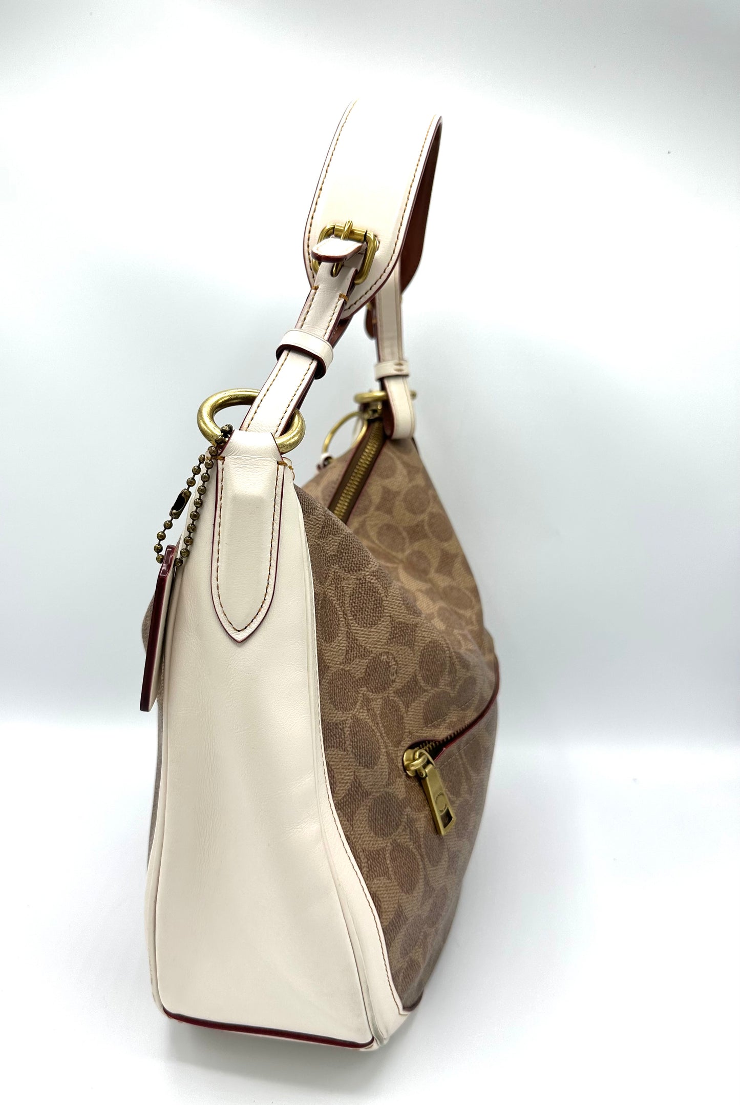 Coach Sutton Hobo Bag – Signature Coated Canvas with Chalk Leather Trim