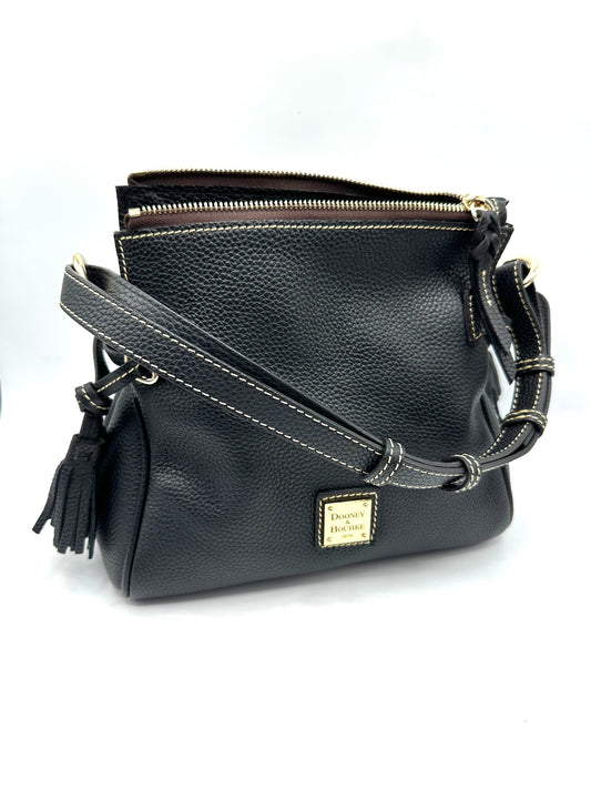 Dooney & Bourke Pebble Grain Tassel Shoulder Bag – Black Pebbled Leather