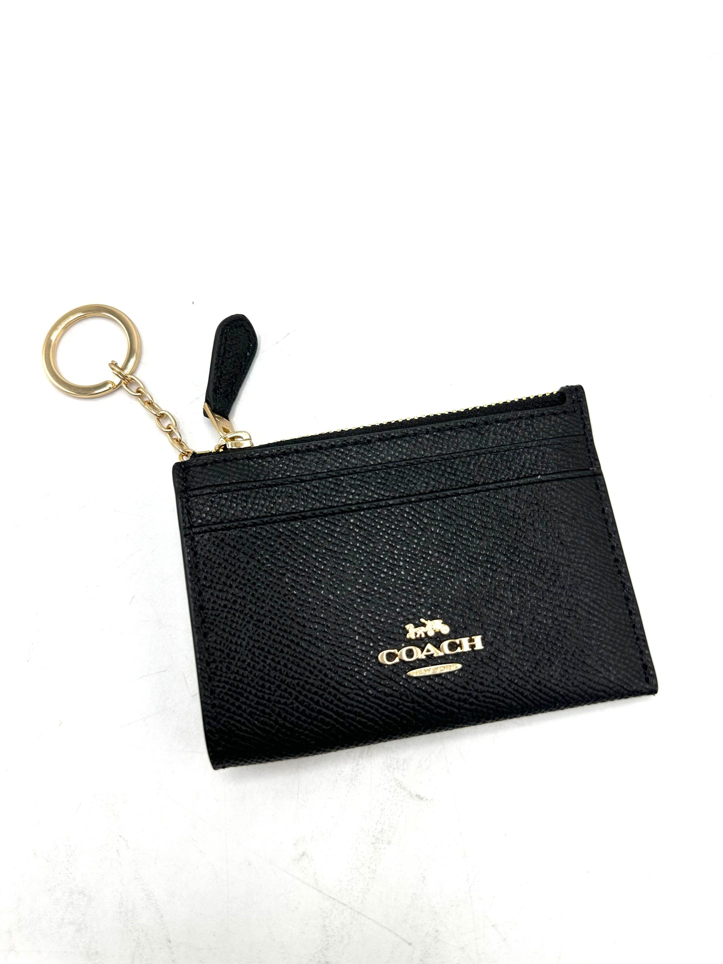 Coach Skinny Mini ID Case – Black Crossgrain Leather with Suede Interior