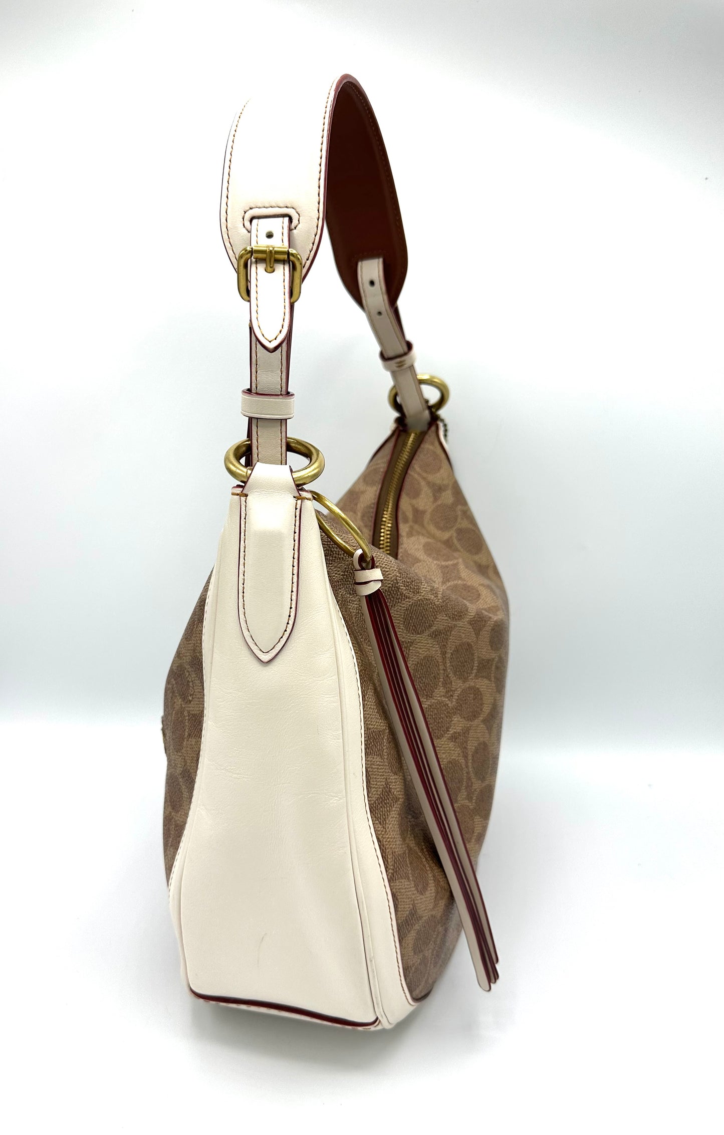 Coach Sutton Hobo Bag – Signature Coated Canvas with Chalk Leather Trim