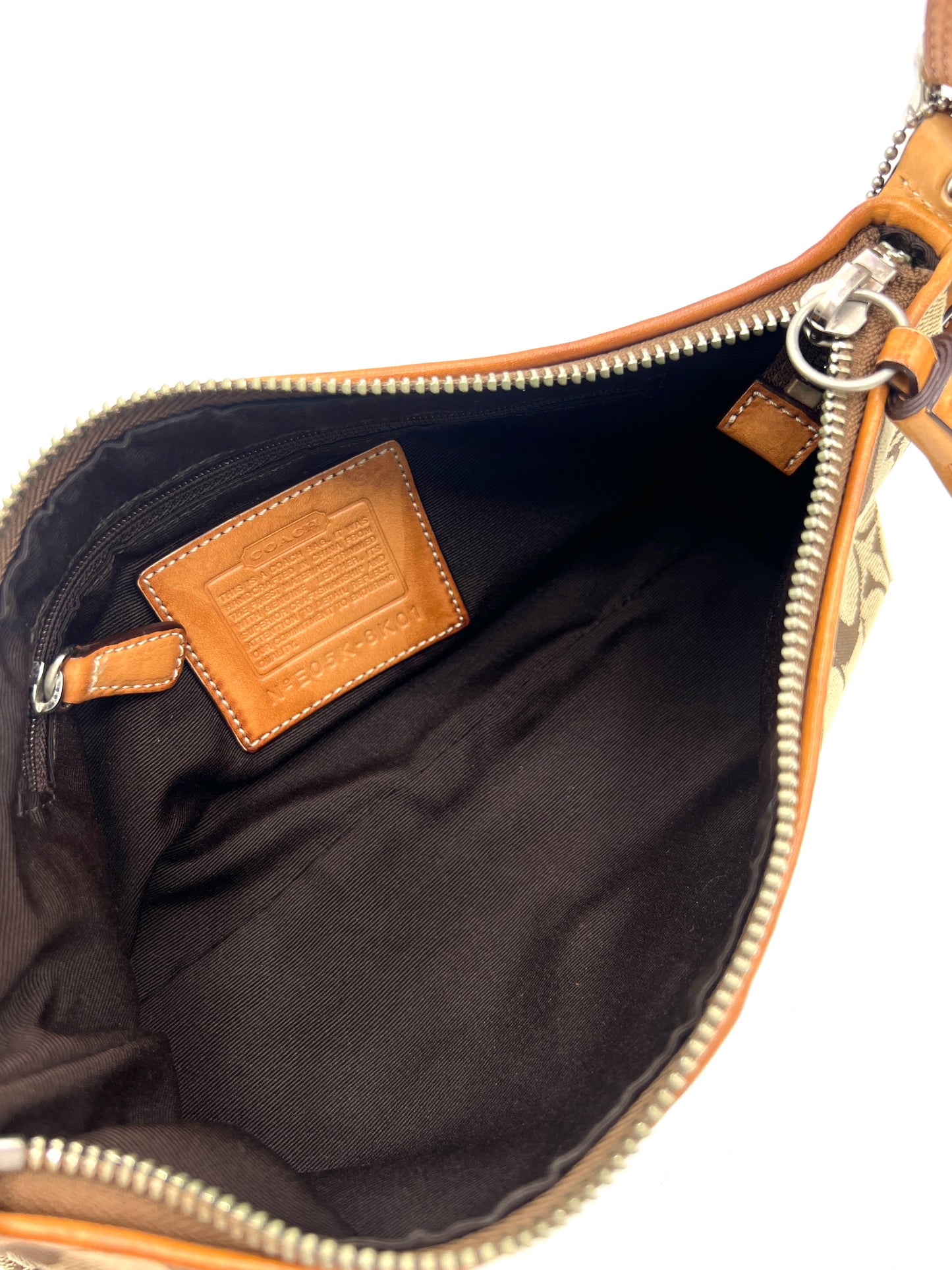 Coach Signature “C” Demi Shoulder Bag – Beige with Leather Trim