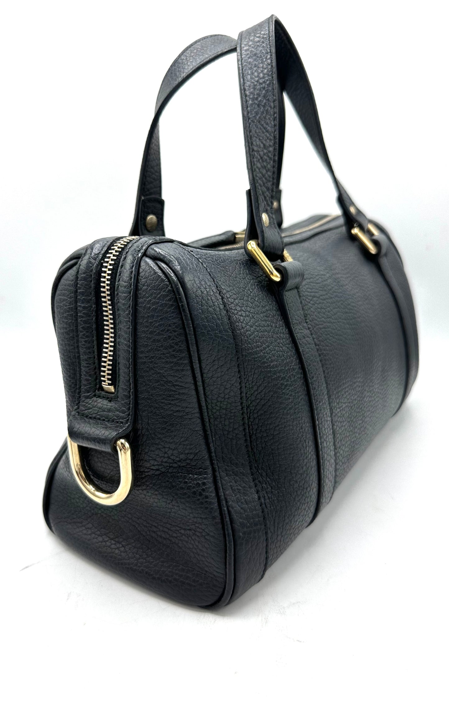 Gucci Medium Duchessa Boston Bag – Dark Blue Grey Leather with Leather Bow