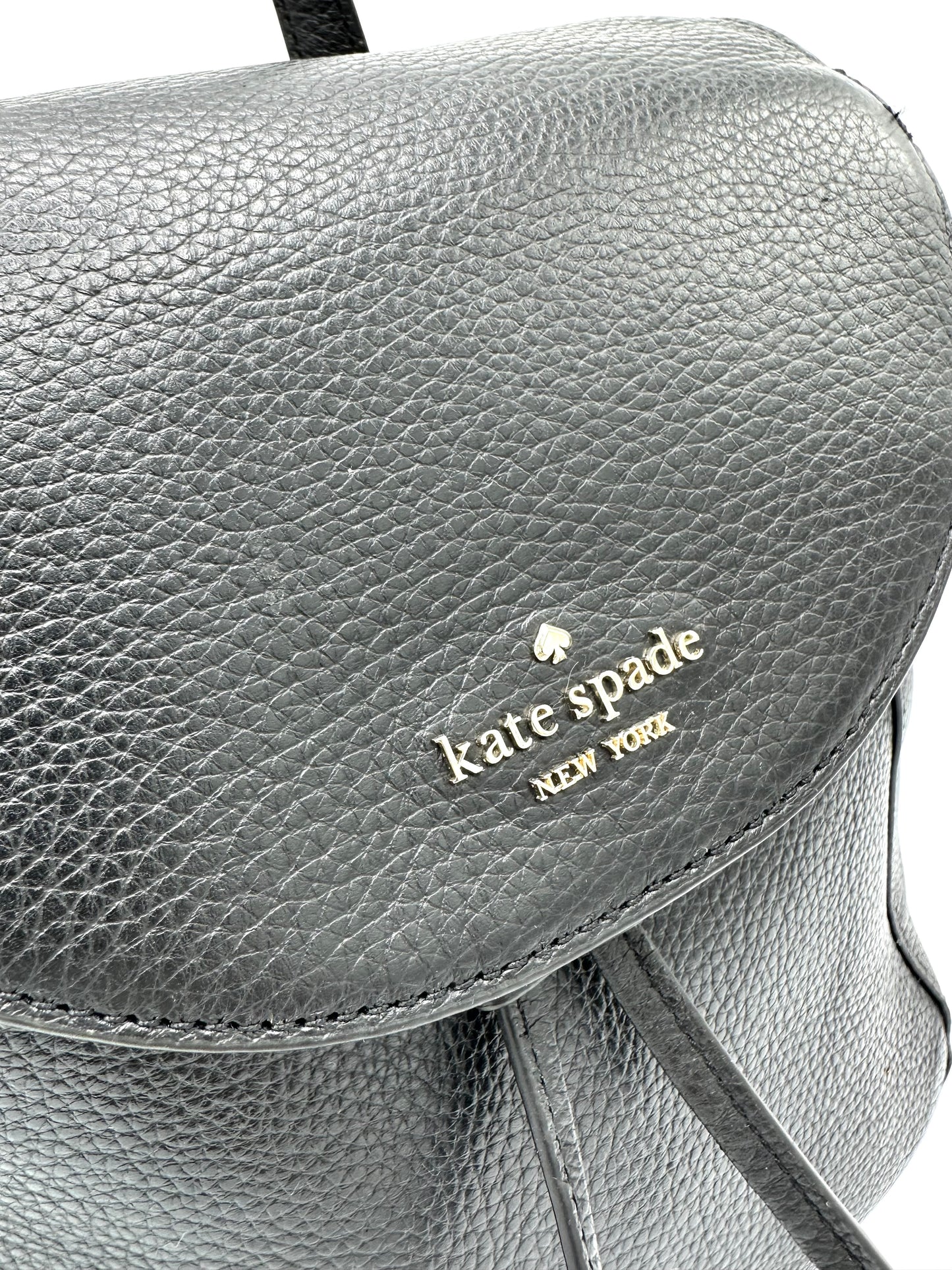 Kate Spade Leila Medium Flap Backpack – Black Pebbled Leather