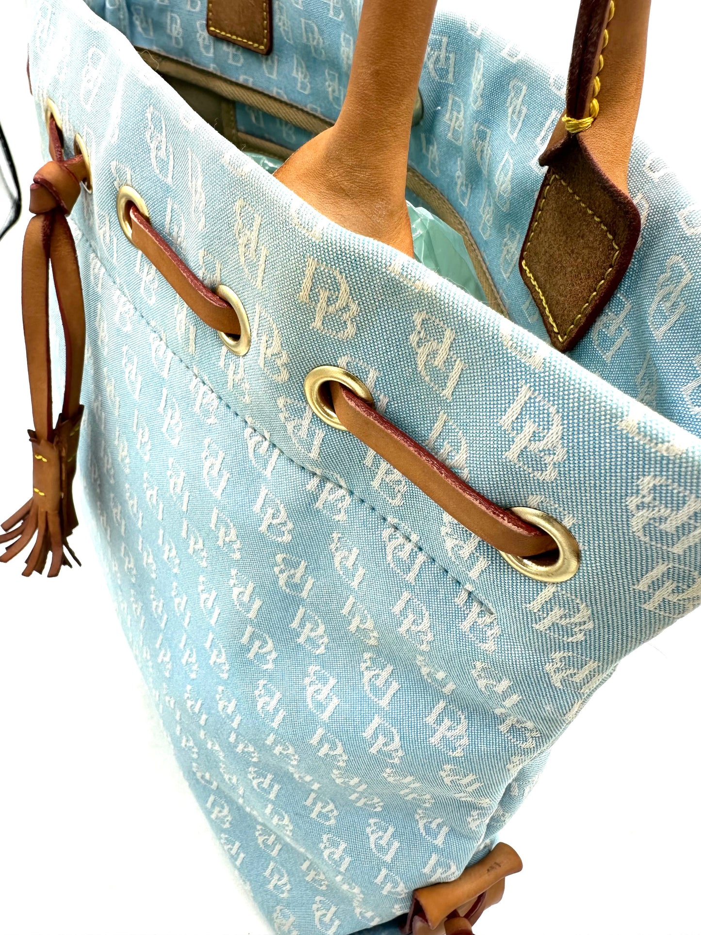 Dooney & Bourke Vintage Monogram Denim Tote – Light Blue *Clearance Rack*