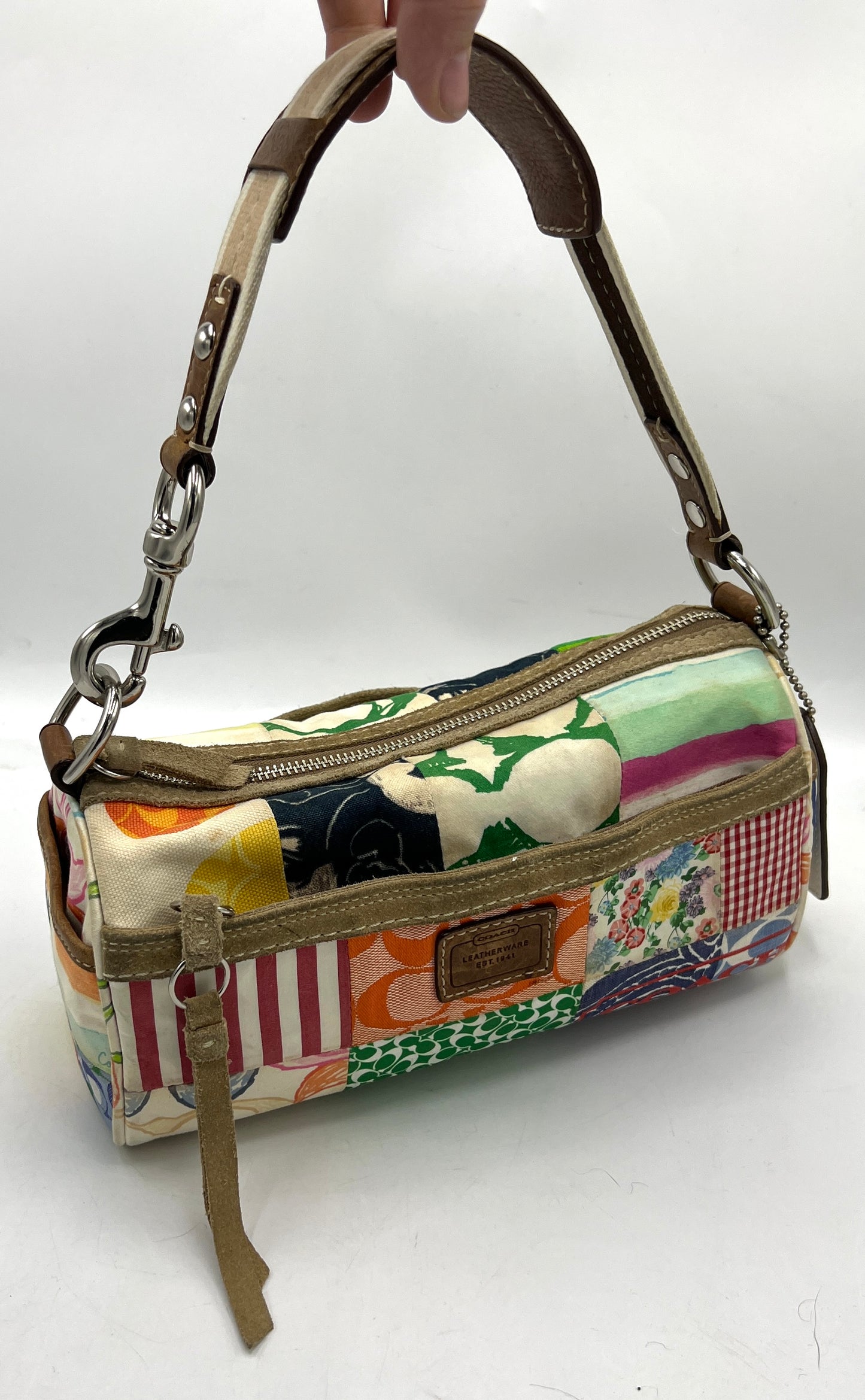 Coach Hamptons Scribble Patchwork Barrel Bag