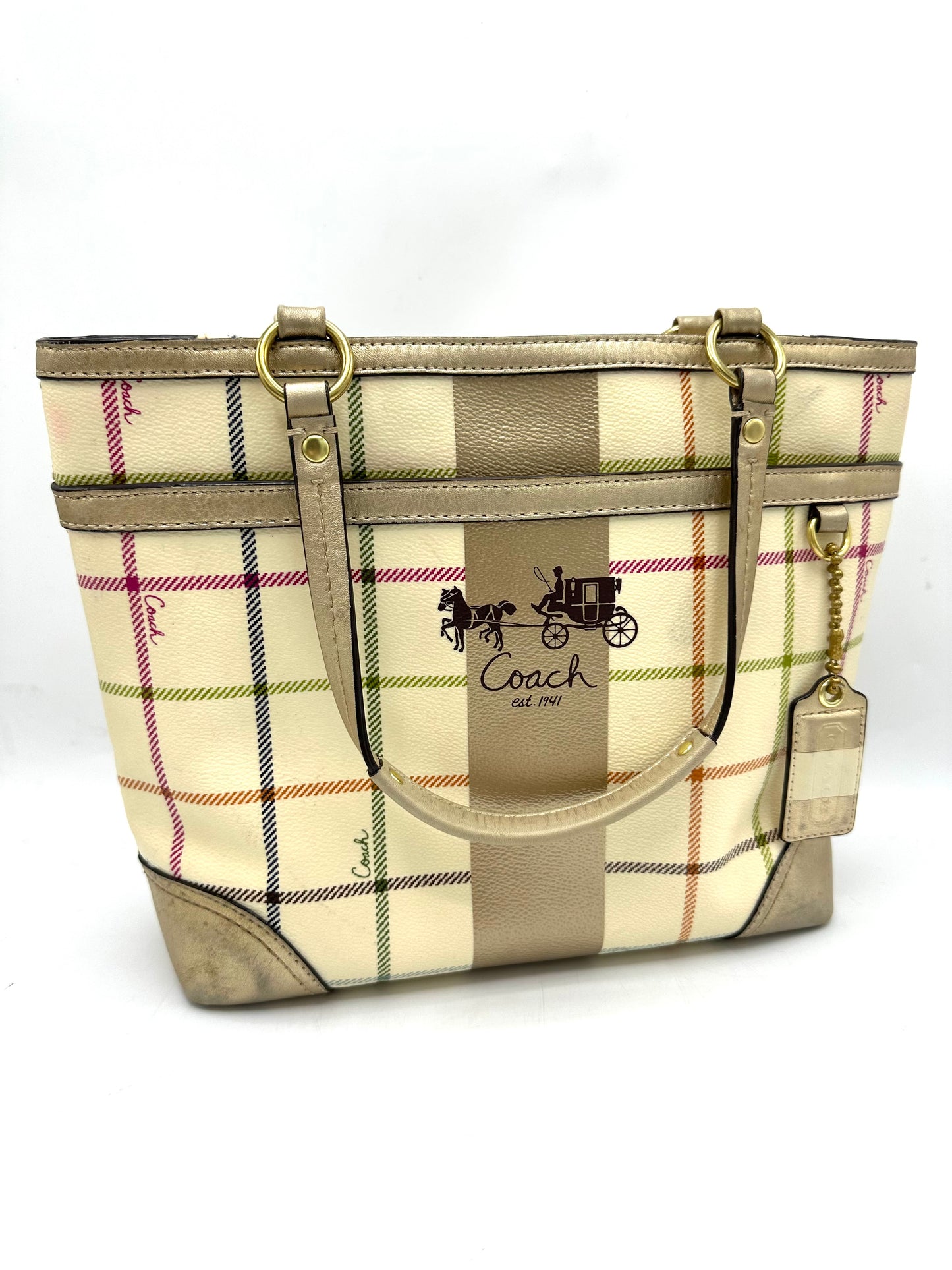 Coach Heritage Tattersall Tote with Bonus Wristlet