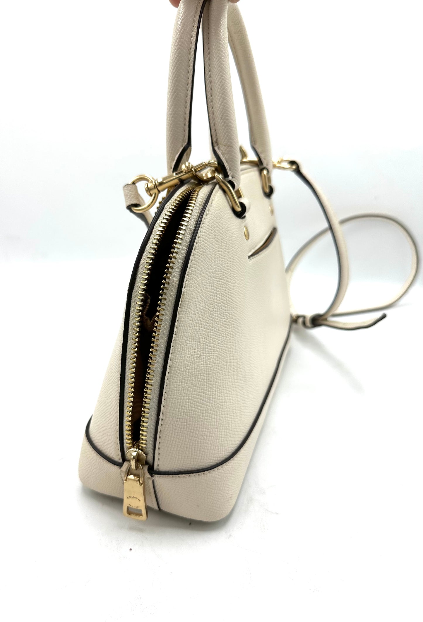 Coach Mini Sierra Satchel – Crossgrain Leather (Blossom / Chalk)