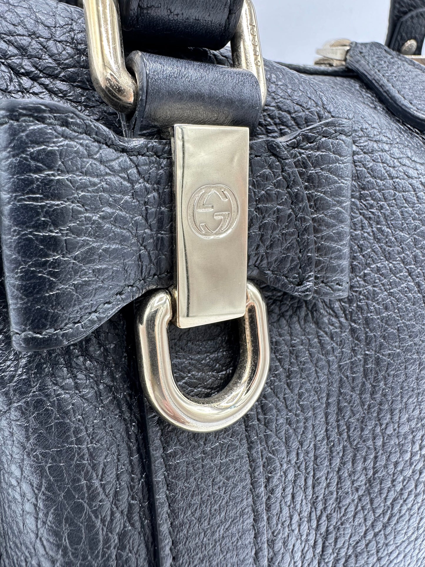 Gucci Medium Duchessa Boston Bag – Dark Blue Grey Leather with Leather Bow
