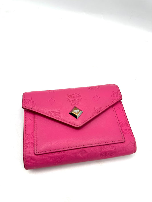 MCM Love Letter Mini Wallet – Pink Leather with Silver-Tone Hardware