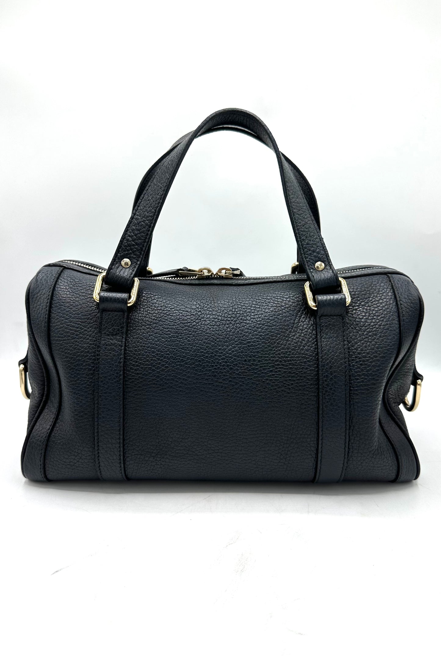 Gucci Medium Duchessa Boston Bag – Dark Blue Grey Leather with Leather Bow