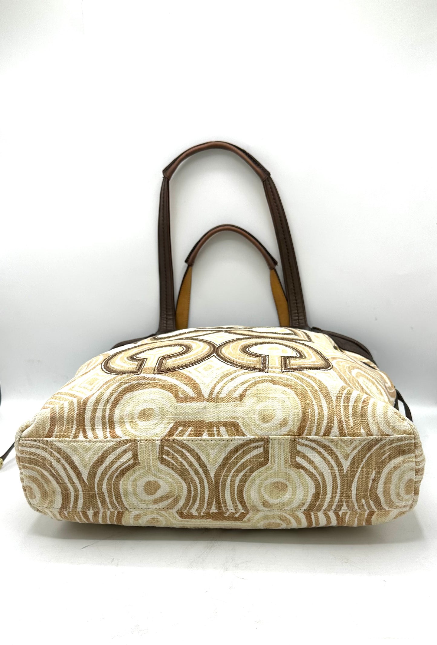 Coach Audrey Op Art Swirl Leigh Slim Tote – Brown & Beige Signature Canvas with Bronze Leather Trim * Clearance Rack*