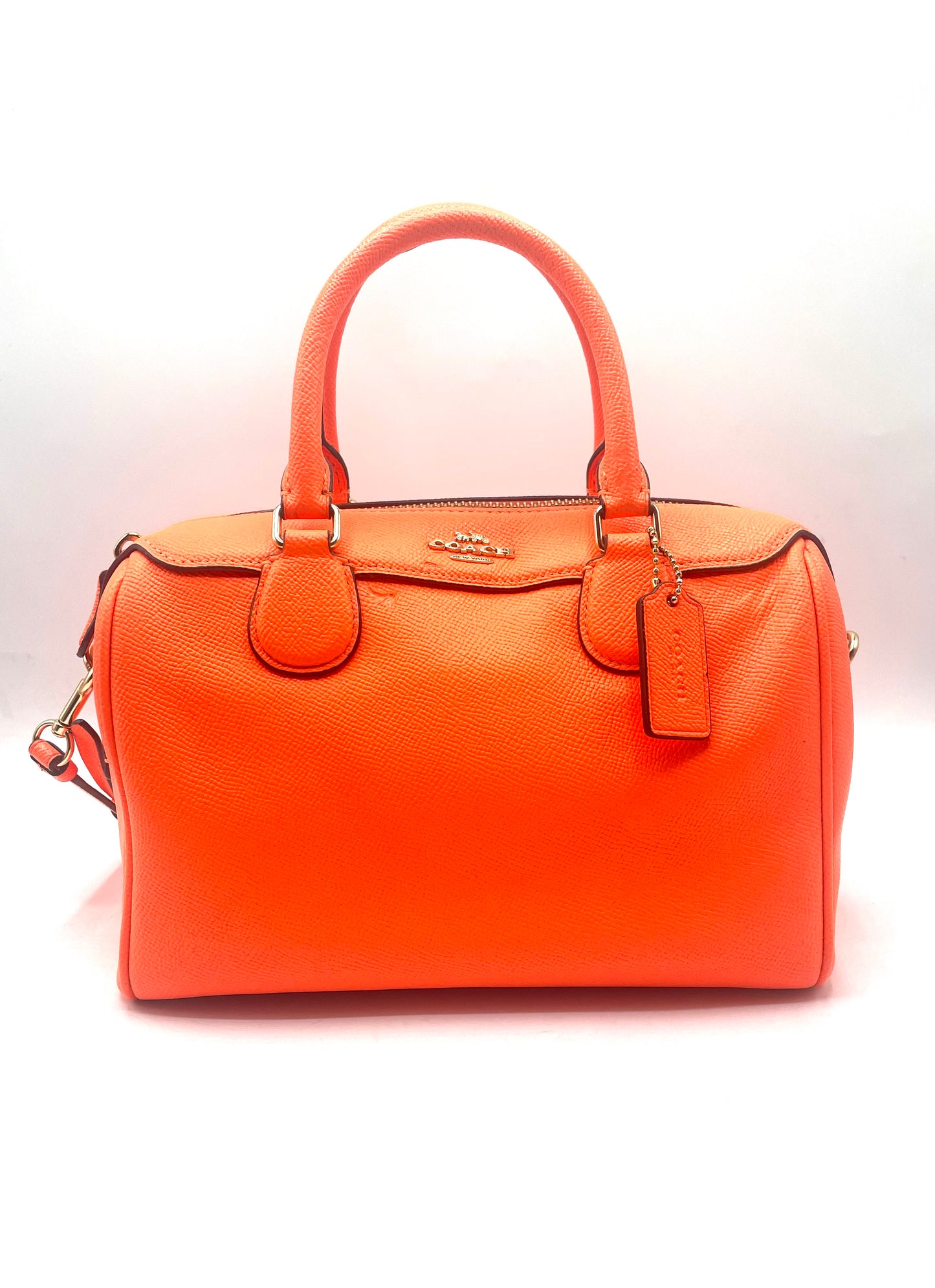 Coach Mini Bennett Satchel – Neon Orange Grained Leather (Style F67673)