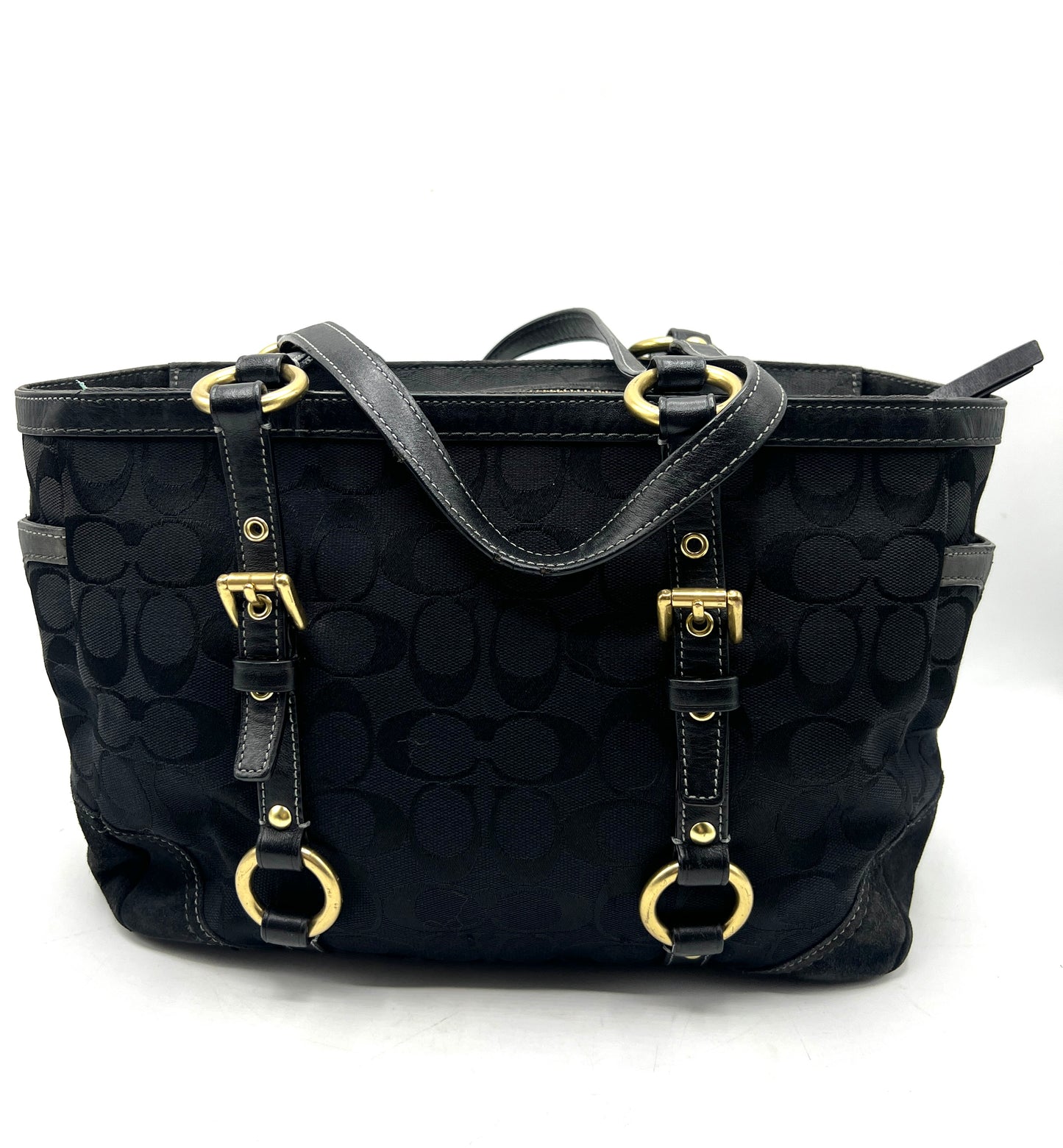 Coach Signature Satchel – Black with Gold-Tone Hardware