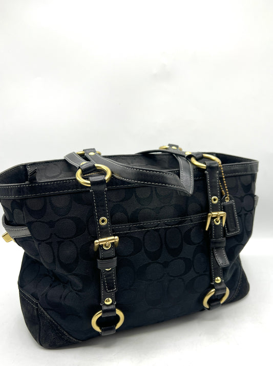 Coach Signature Satchel – Black with Gold-Tone Hardware