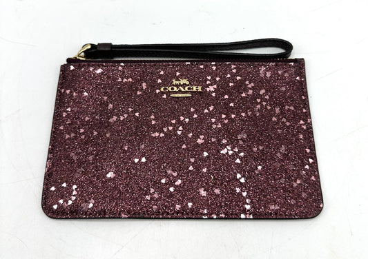 Coach Glitter Heart Wristlet – Burgundy