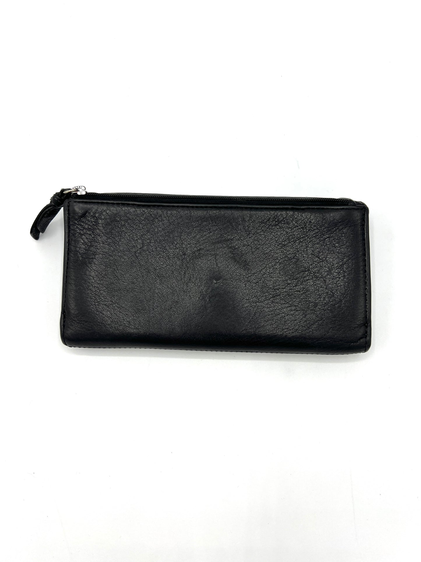 Coach Hampton Trifold Wallet – Black Leather with Silver Hardware