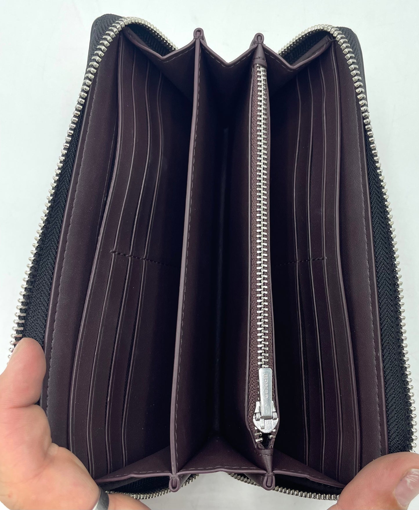Coach Long Zip Around Wallet - Signature Jacquard