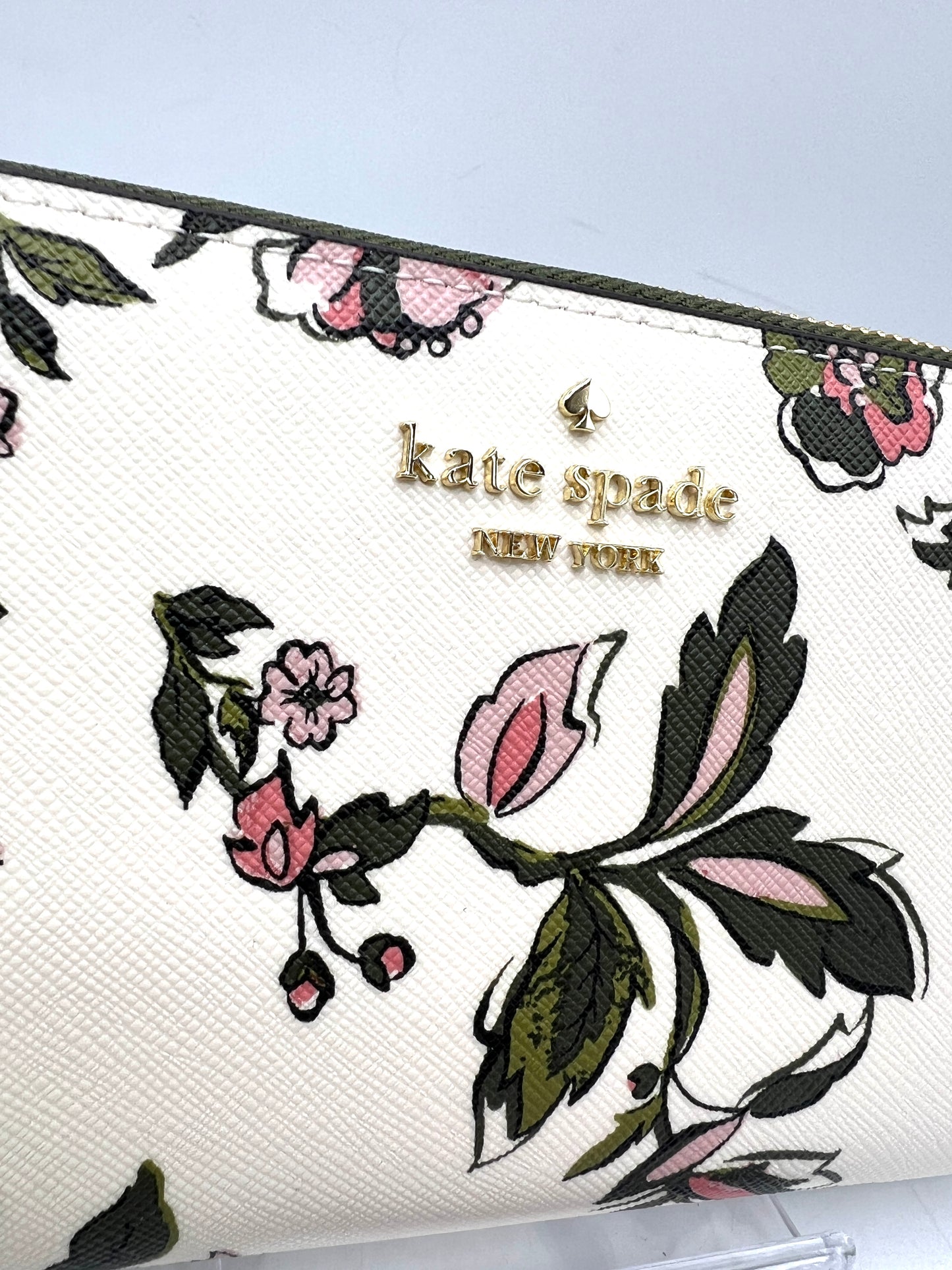 Kate Spade Madison Floral Large Continental Wallet – Off-White with Green & Pink Print