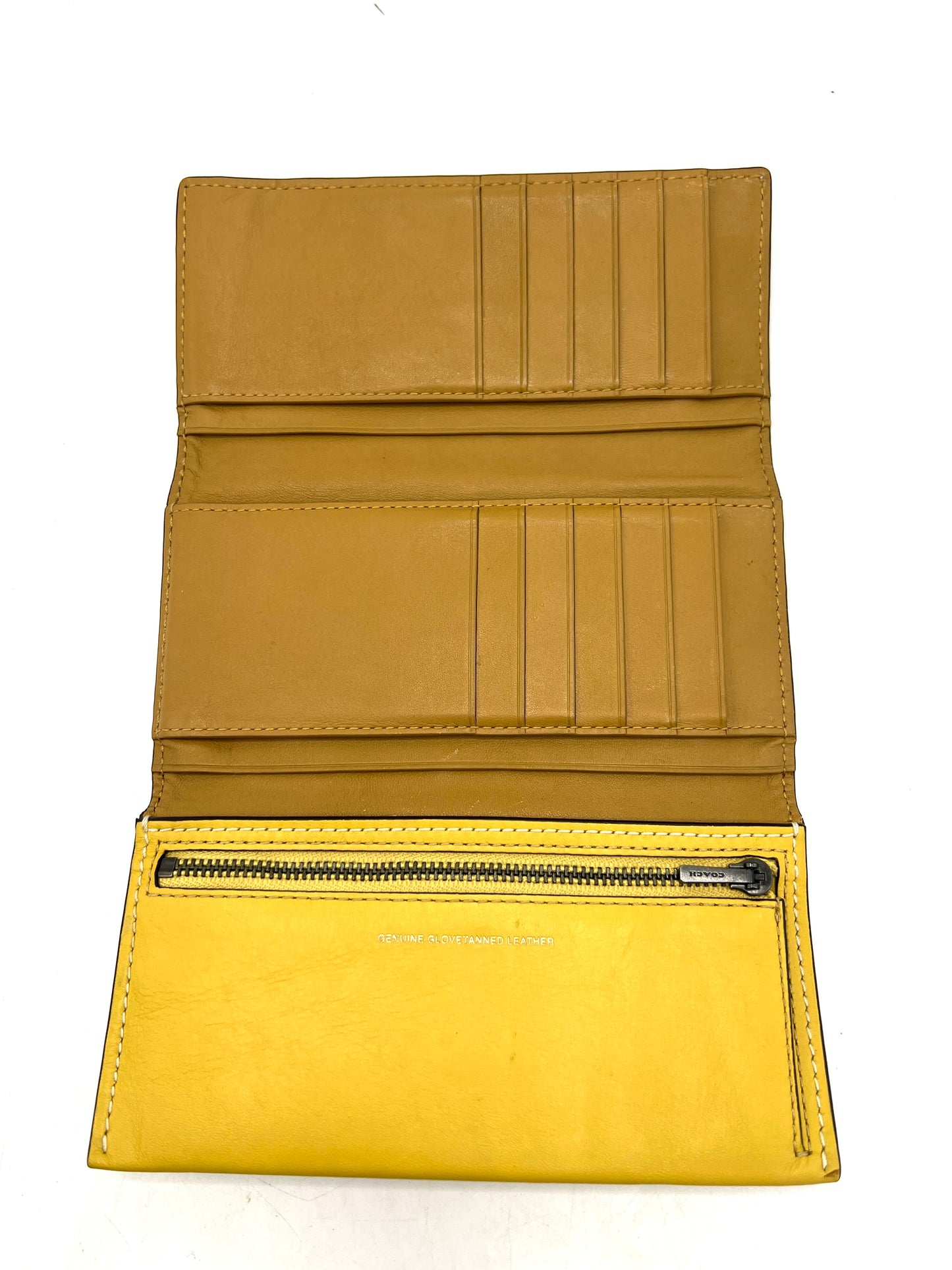 Coach Slim Trifold Wallet – Sunflower Yellow
