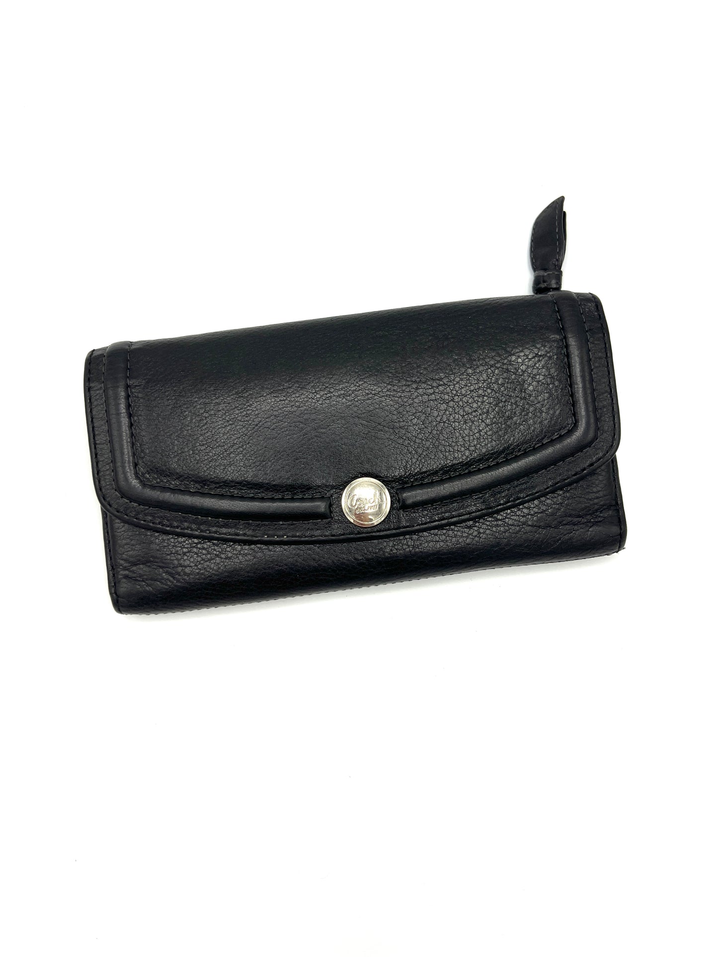 Coach Hampton Trifold Wallet – Black Leather with Silver Hardware