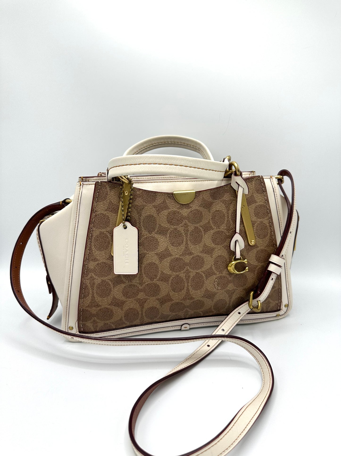 Coach Dreamer Handbag – Tan Chalk Signature Coated Canvas & Refined Calf Leather