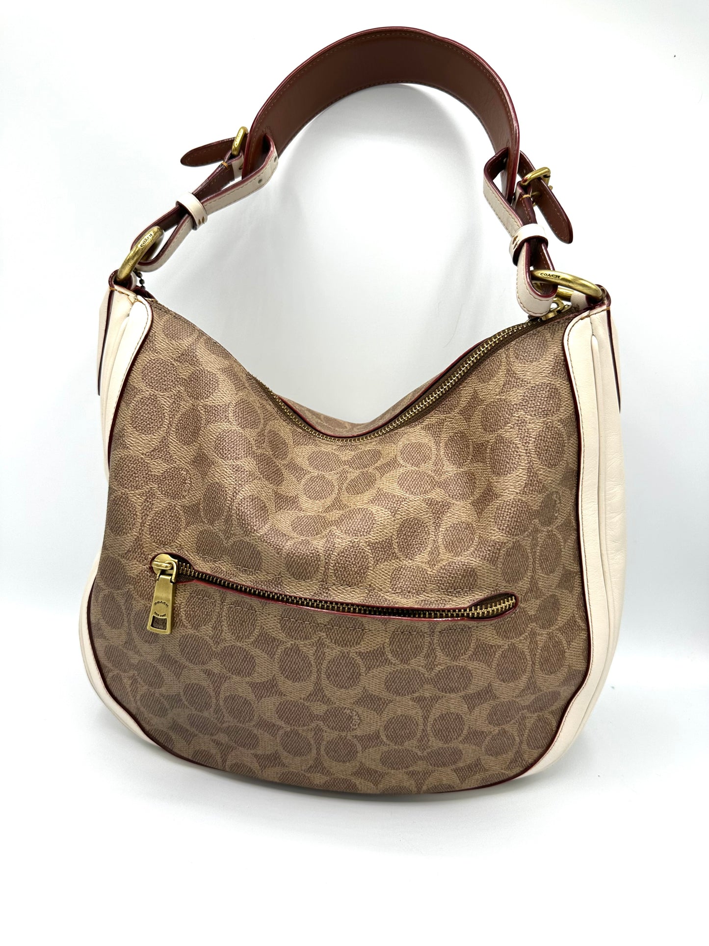 Coach Sutton Hobo Bag – Signature Coated Canvas with Chalk Leather Trim