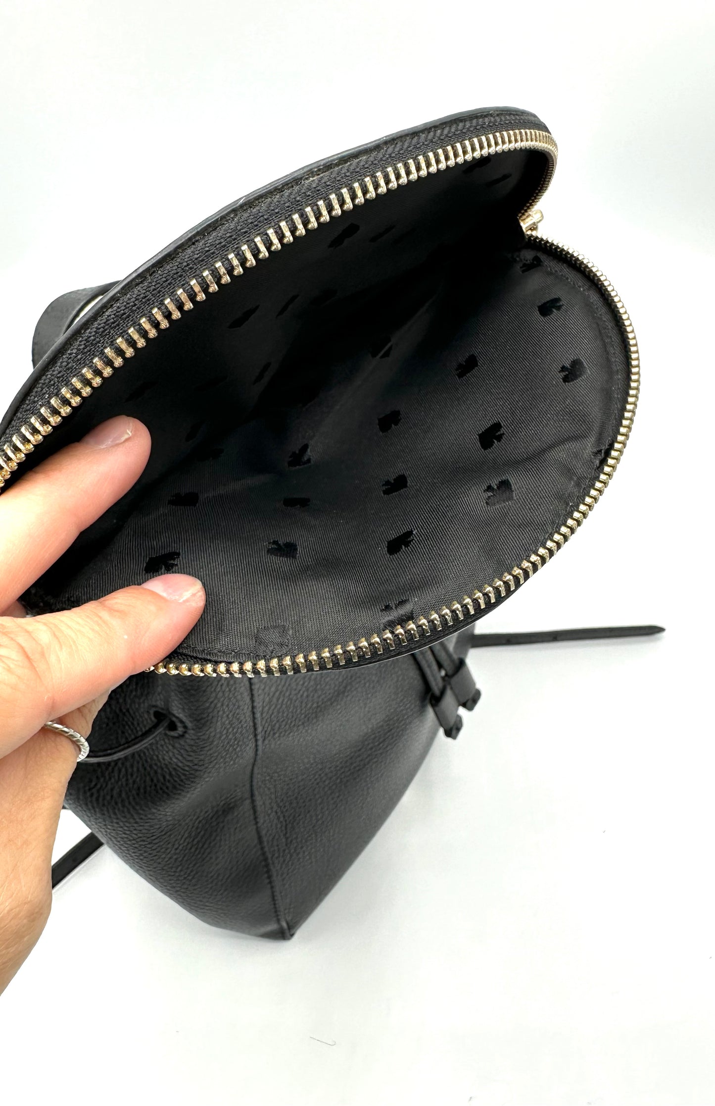 Kate Spade Leila Medium Flap Backpack – Black Pebbled Leather