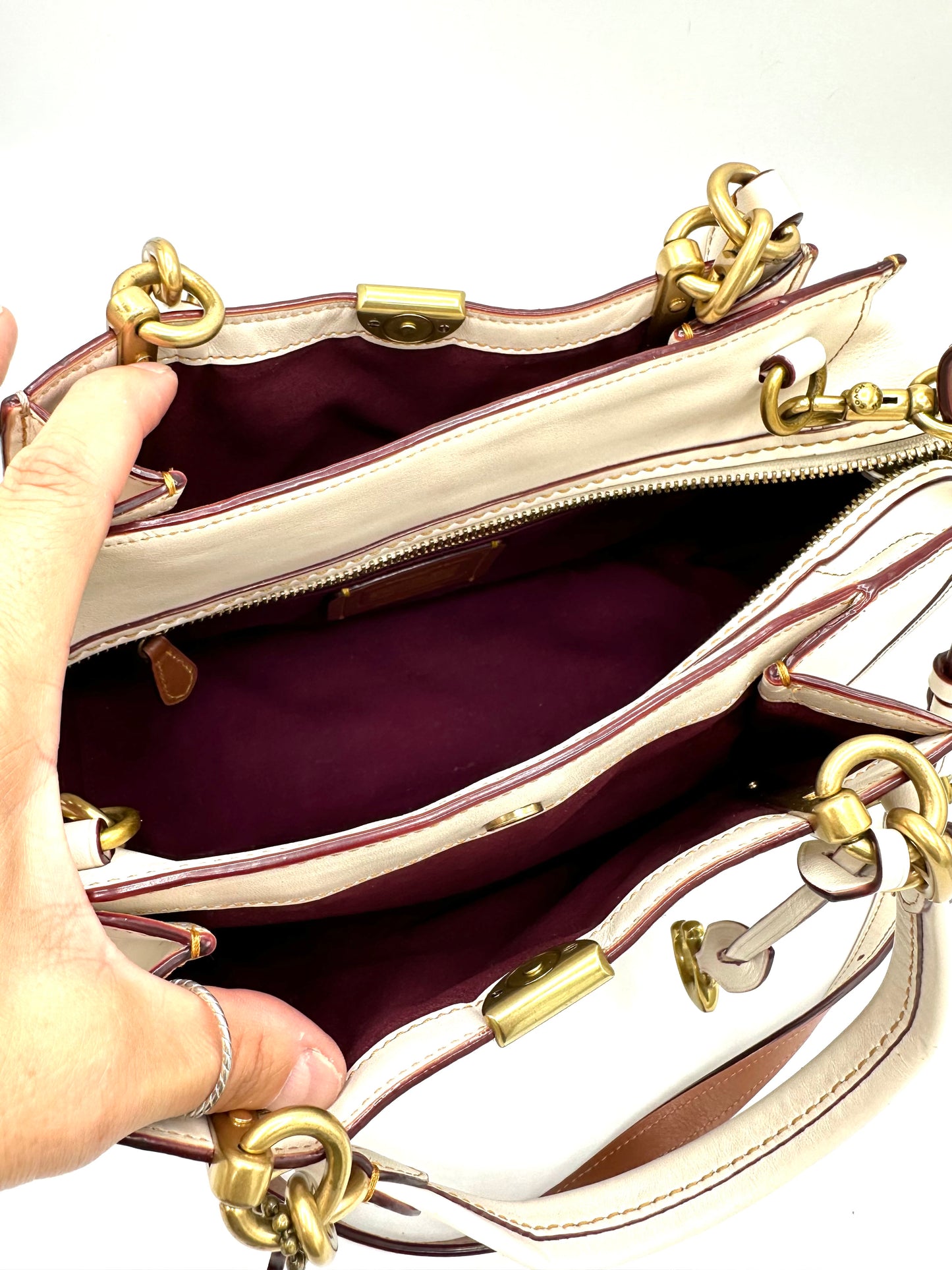Coach Dreamer Handbag – Tan Chalk Signature Coated Canvas & Refined Calf Leather