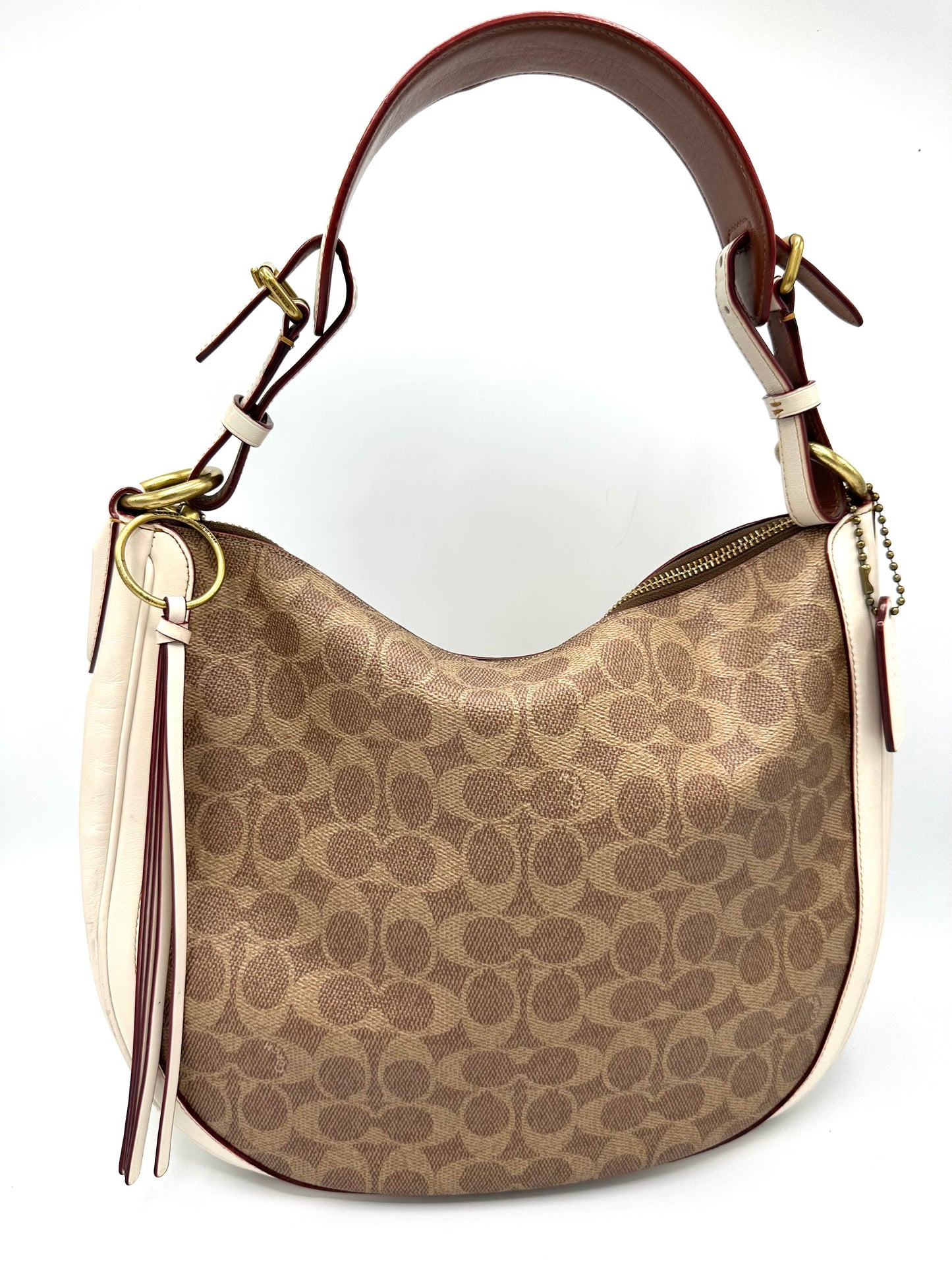Coach Sutton Hobo Bag – Signature Coated Canvas with Chalk Leather Trim