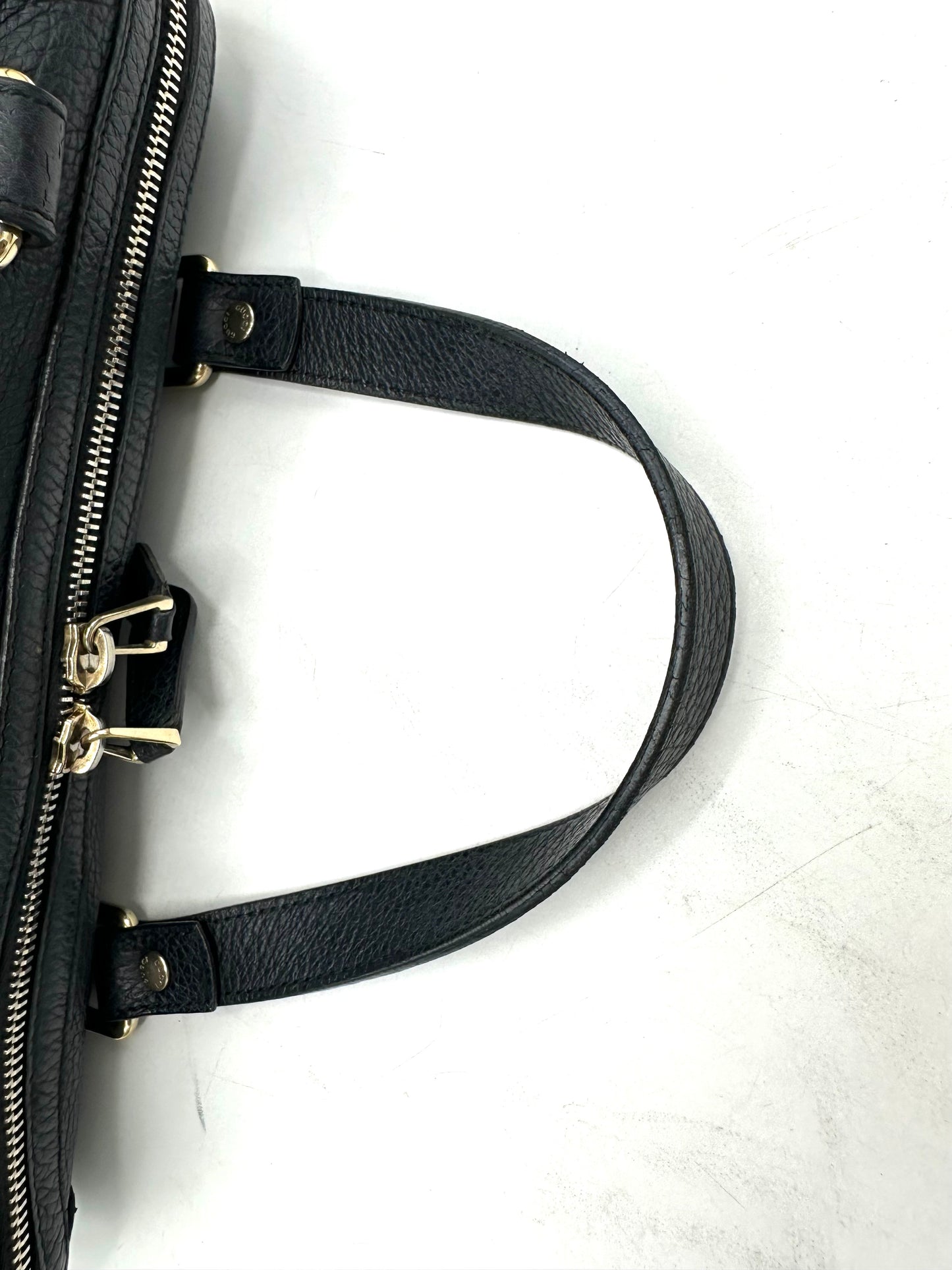 Gucci Medium Duchessa Boston Bag – Dark Blue Grey Leather with Leather Bow