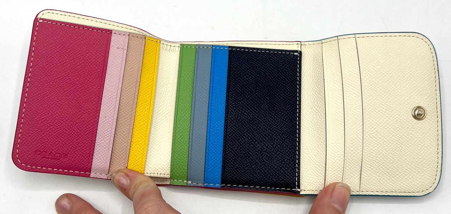Coach Trifold Rainbow Colorblock Wallet