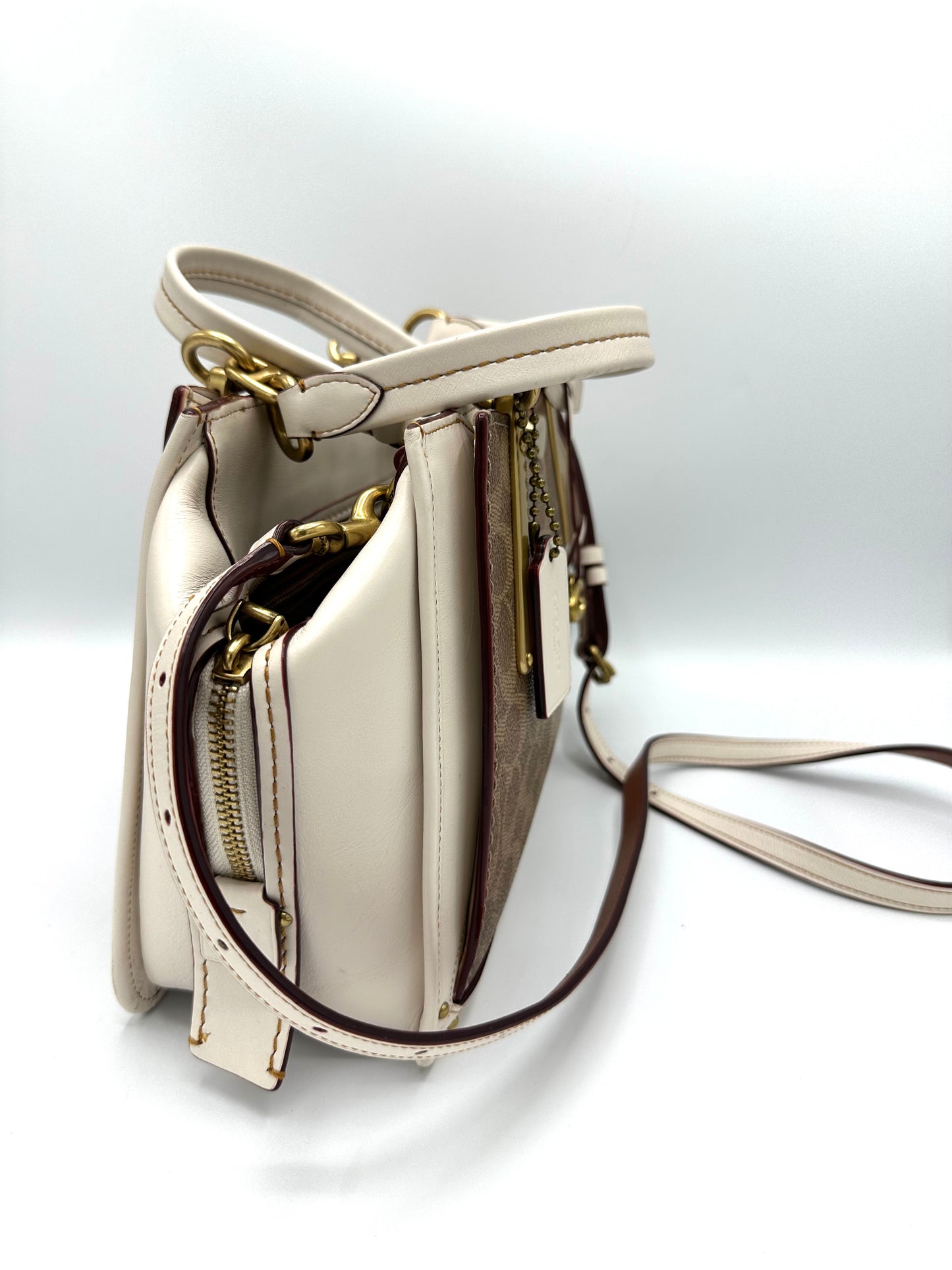 Coach Dreamer Handbag – Tan Chalk Signature Coated Canvas & Refined Calf Leather