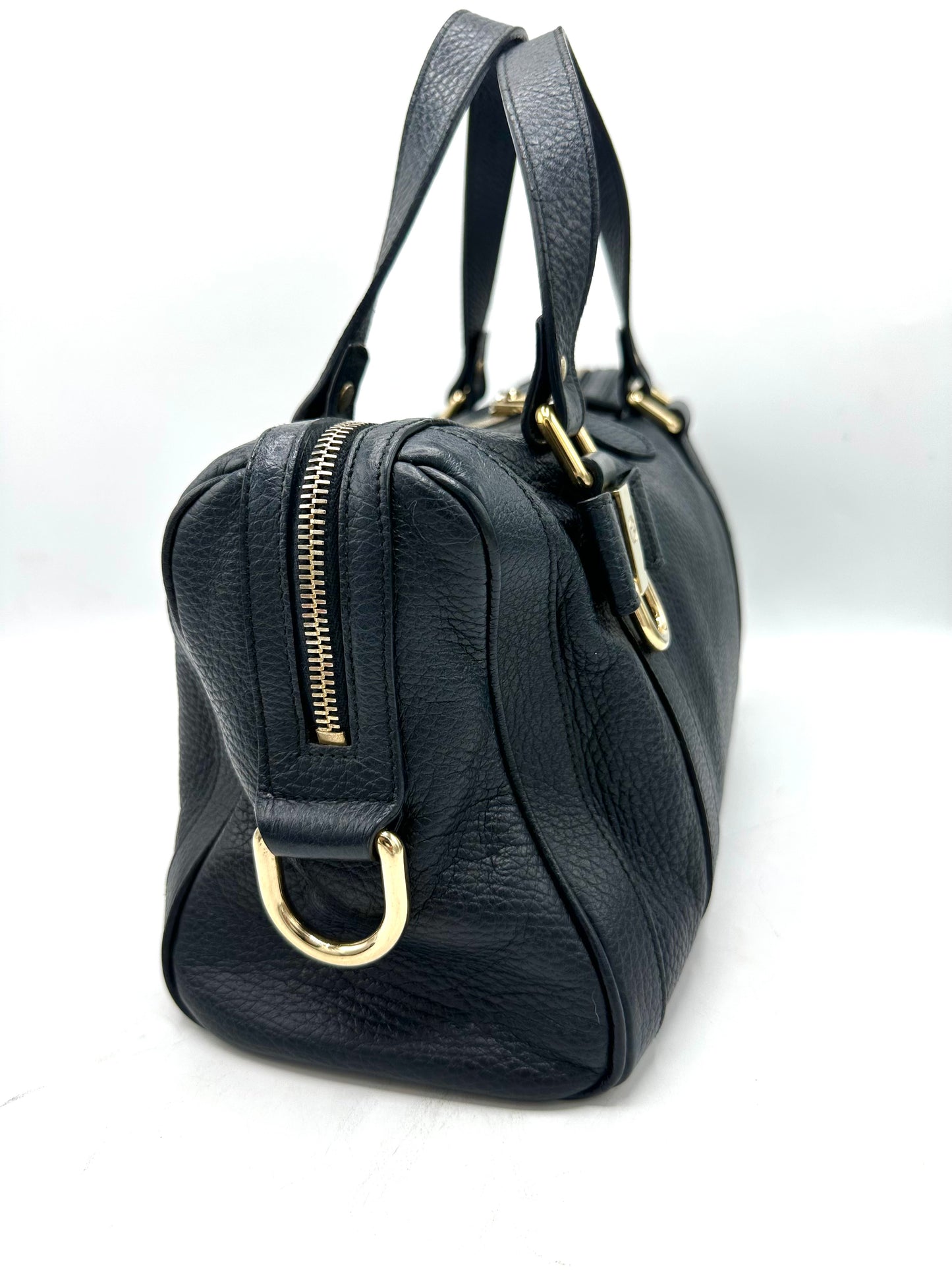 Gucci Medium Duchessa Boston Bag – Dark Blue Grey Leather with Leather Bow