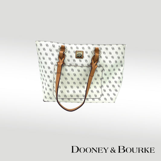 Dooney & Bourke Blake Tammy Large Tote – White & Tan Monogram