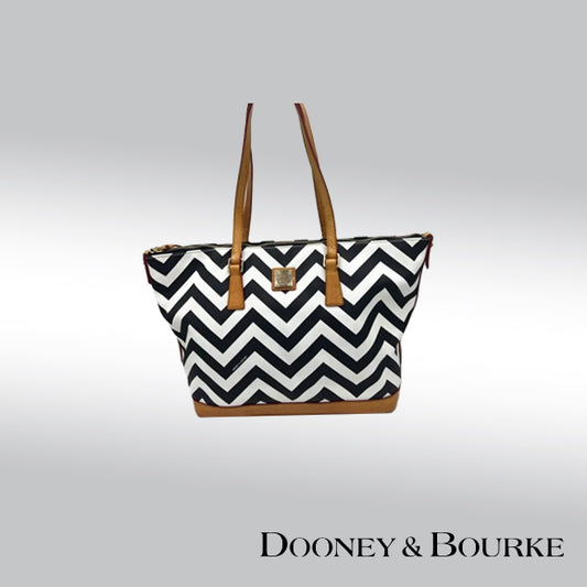 Dooney & Bourke Black & White Chevron Tote – Style FC521