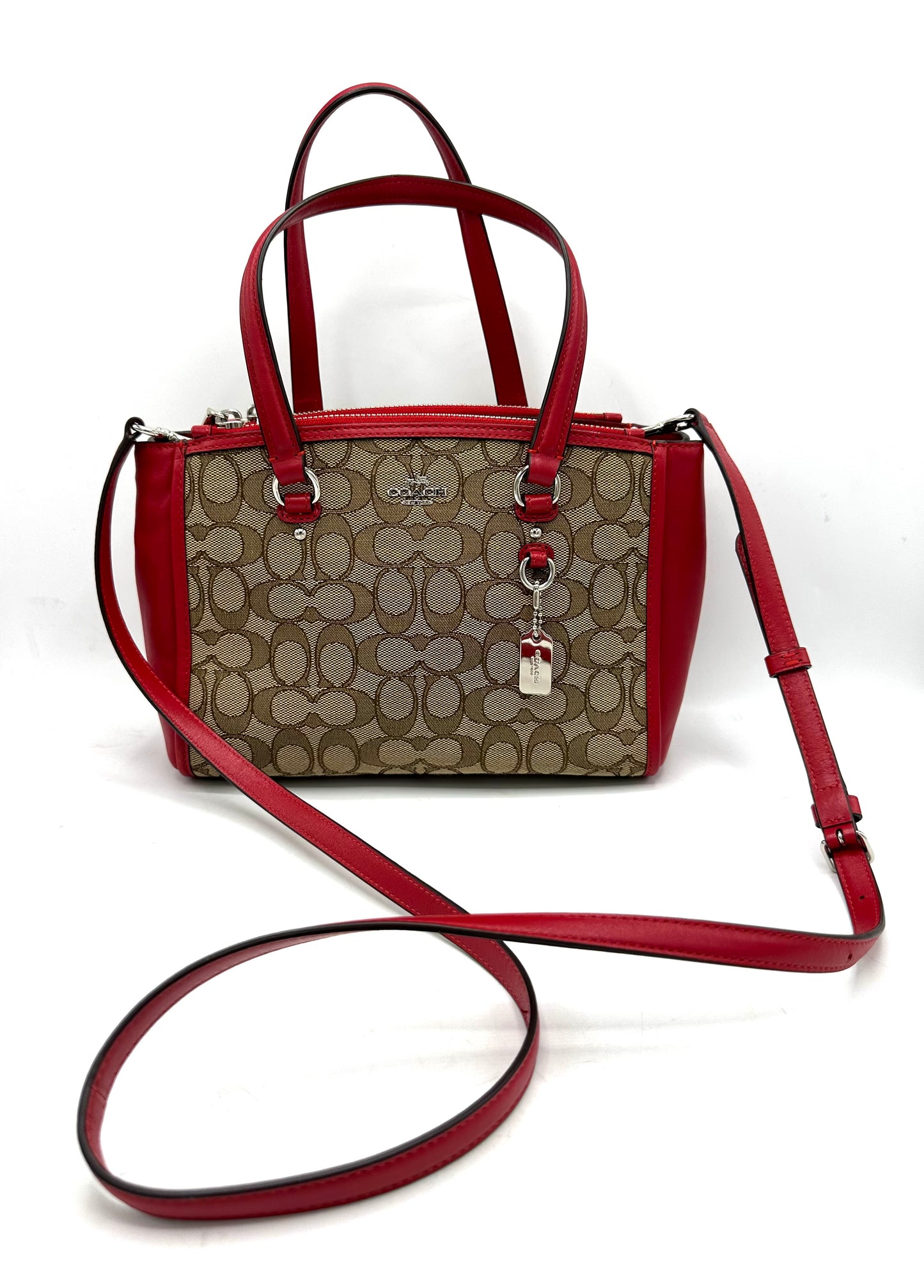 Coach Stanton Carryall 26 – Signature Canvas with Red Leather Trim