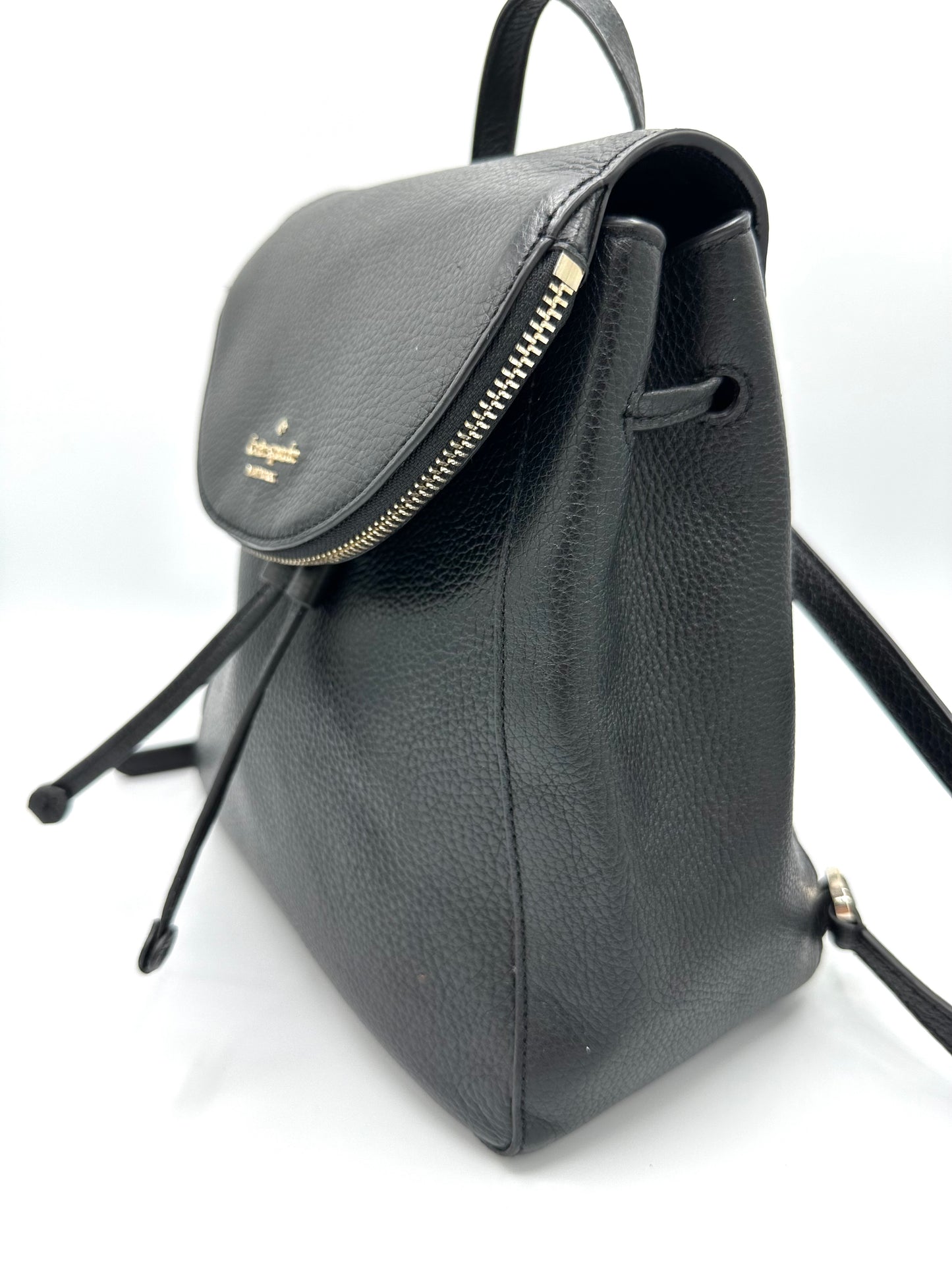 Kate Spade Leila Medium Flap Backpack – Black Pebbled Leather