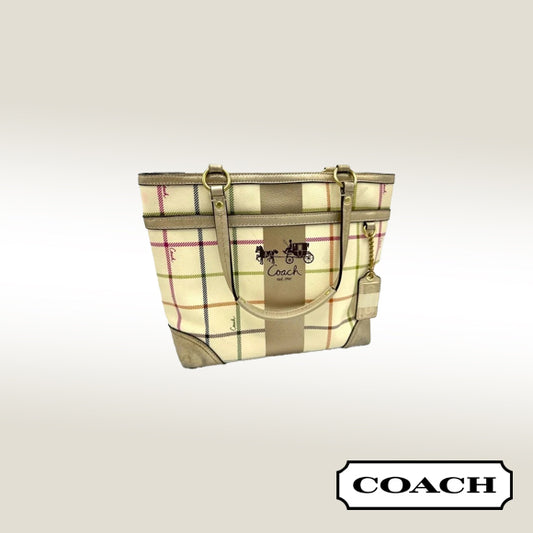 Coach Heritage Tattersall Tote with Bonus Wristlet