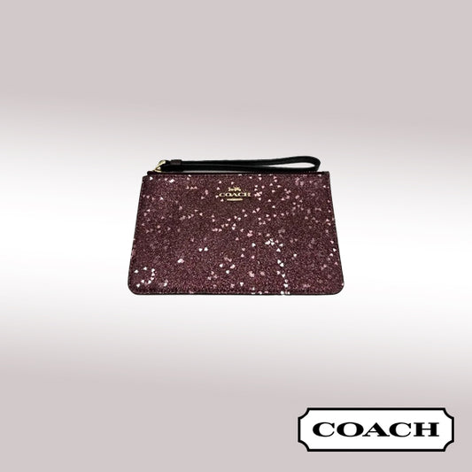 Coach Glitter Heart Wristlet – Burgundy