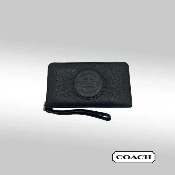 Coach Dempsey Large Phone Wallet – Refined Black Leather (Style C4111)