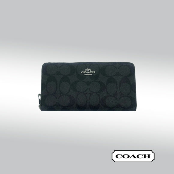 Coach Long Zip Around Wallet - Signature Jacquard