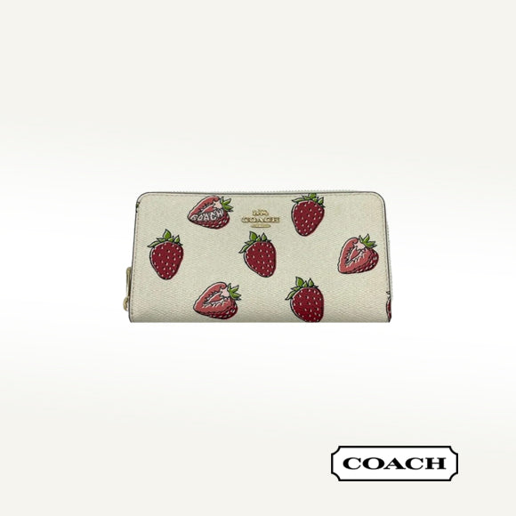 Coach Long Zip Around Wallet - Strawberries
