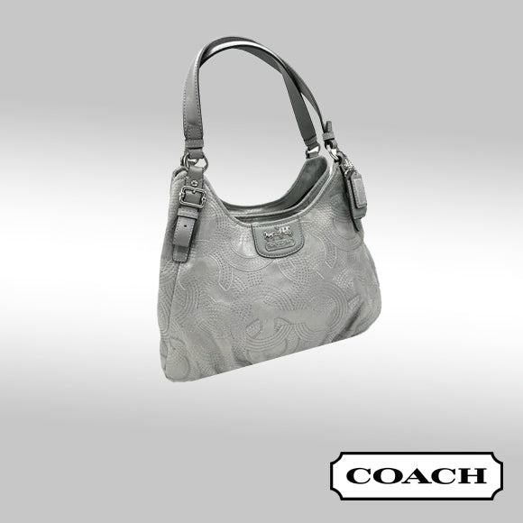 Coach Madison Maggie Stitched Metallic Shoulder Bag – Silver / Grey