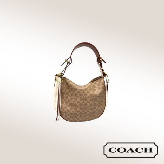 Coach Sutton Hobo Bag – Signature Coated Canvas with Chalk Leather Trim