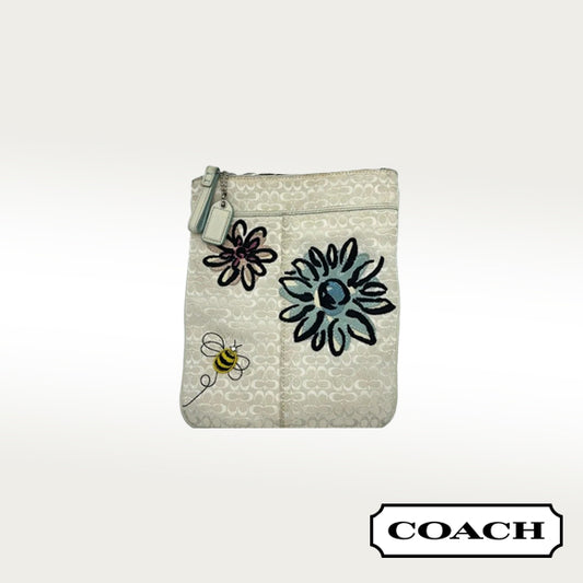 Coach Swing Pack Original Signature White with Flowers and Bee