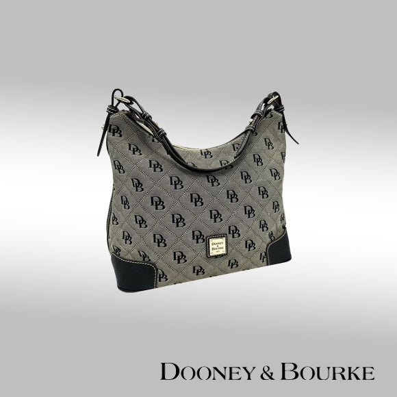 Dooney & Bourke Signature Erica Hobo – Grey with Black Monogram