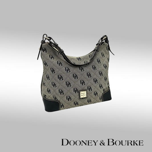 Dooney & Bourke Signature Erica Hobo – Grey with Black Monogram