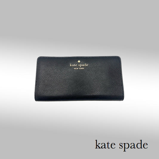 Kate Spade Madison Large Slim Wallet – Black Saffiano Leather