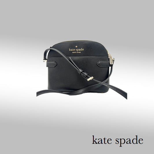 Kate Spade Staci Dome Crossbody – Black Saffiano Leather
